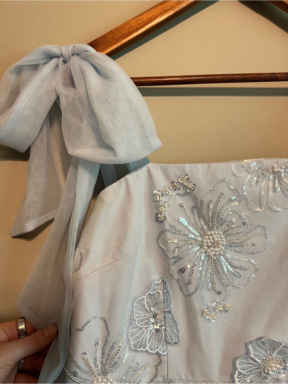 Petal & Pup Light Blue Floral Sequin Mini Dress - Picture 5 of 8